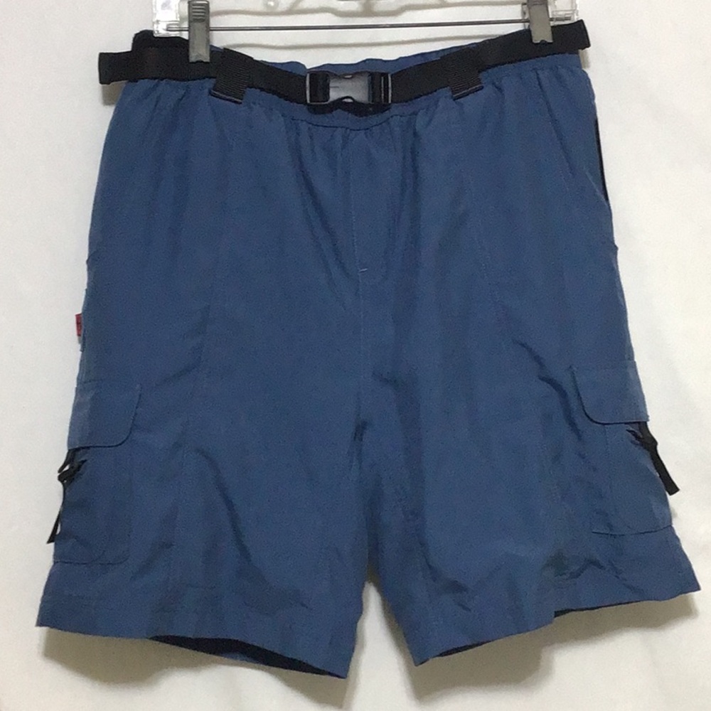 Hoss Technical Gear Blue Mountain Bike Padded Belted Cargo Shorts  Sz L MINT!